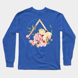 Circular Flower Frame - Yellow/Pink Long Sleeve T-Shirt